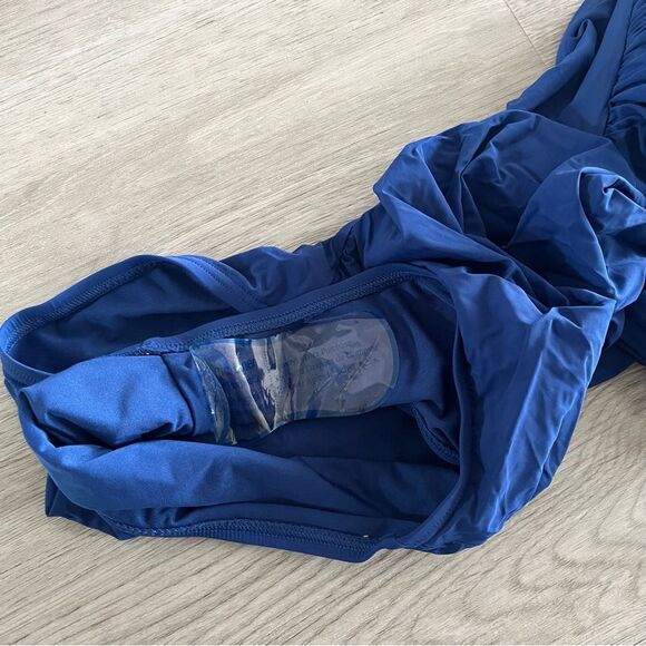 NWT Kate Spade Capri Blue Tie Front Bow Bandeau One Piece Swimsuit Size Small - Picture 7 of 9